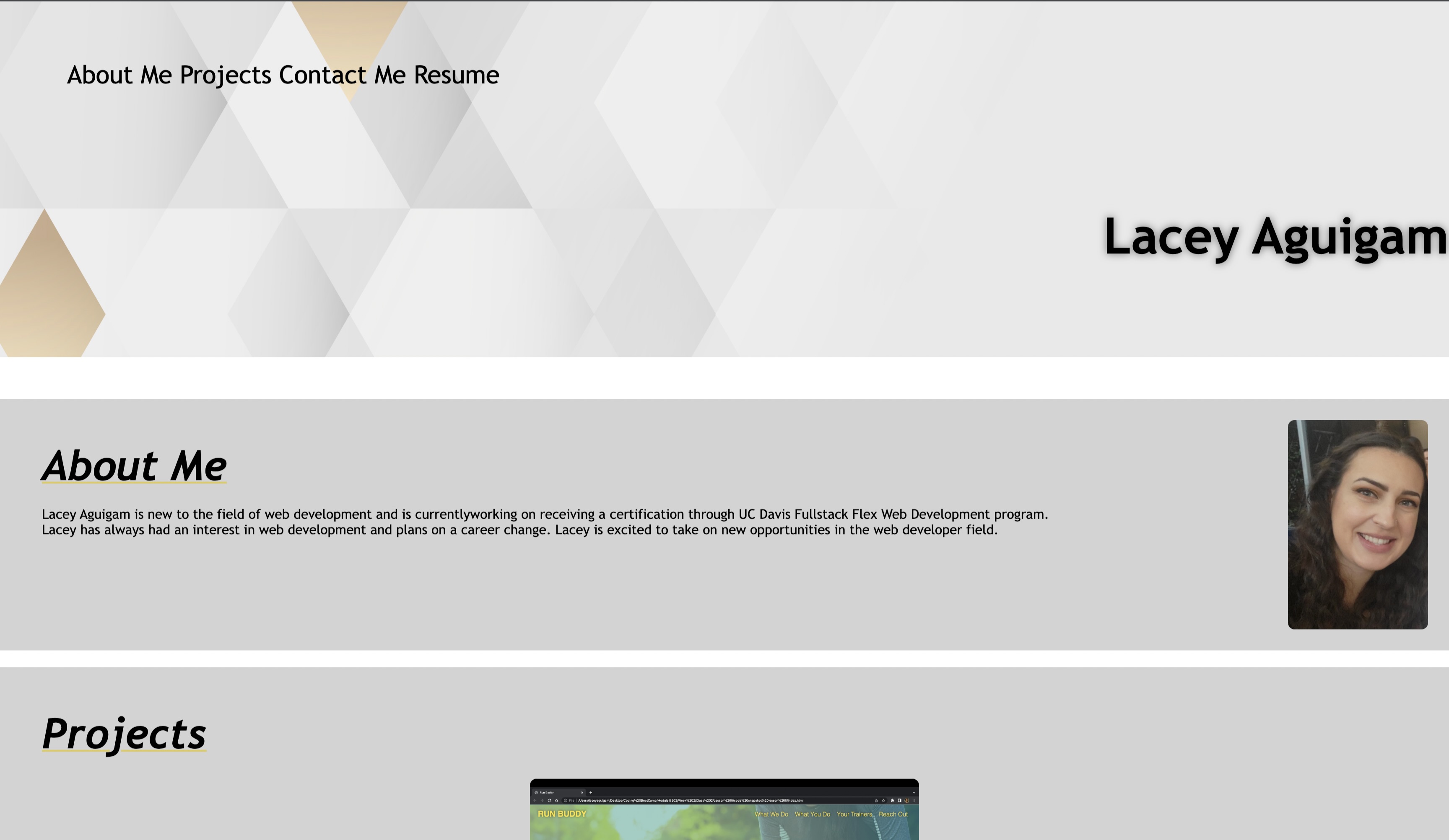 screenshot of a personal portfolio